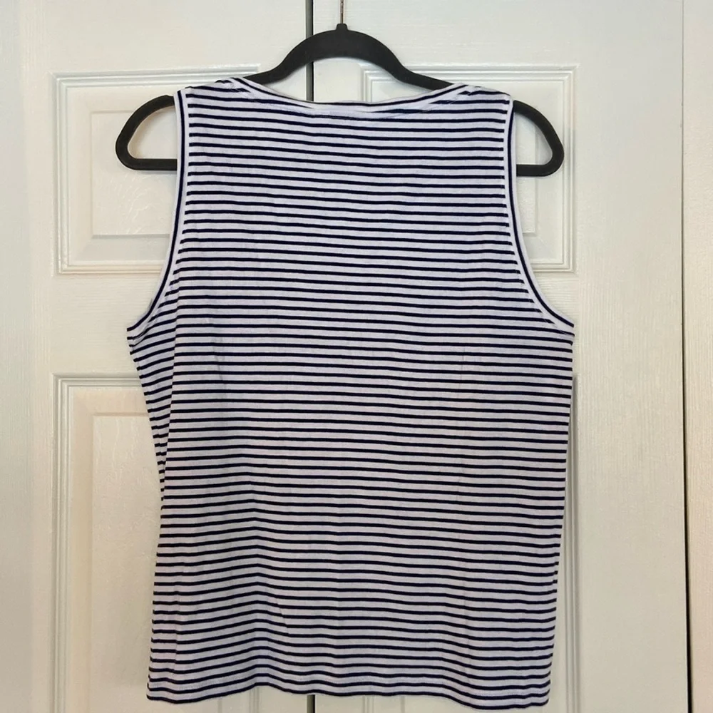 Vineyard Vines dark blue and white striped cotton scoop neck tank top shirt - Picture 2 of 4